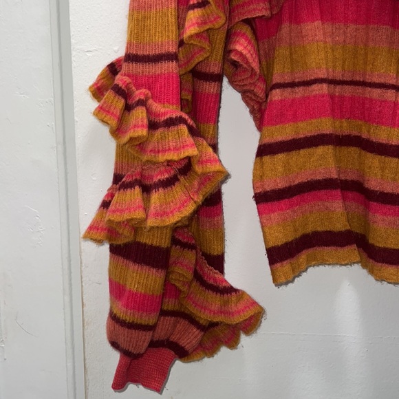 Ulla Johnson 100% cashmere striped ruffle sweater. - Picture 4 of 8